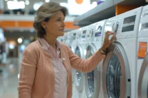 mujer solicitando un credito para un electrodomestico