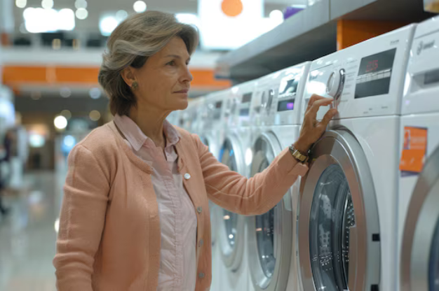 mujer solicitando un credito para un electrodomestico